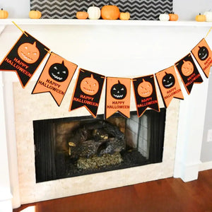 Felt Black & Orange Happy Halloween Pumpkin Banner