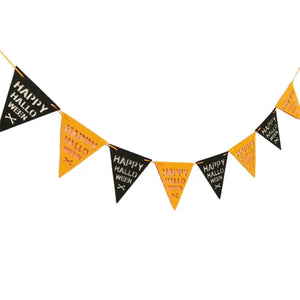 Black & Orange Happy Halloween Felt Flag Banner