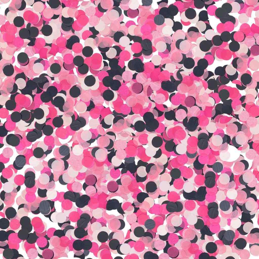 Midnight Flamingo pink black Round Paper Confetti Mix 20g