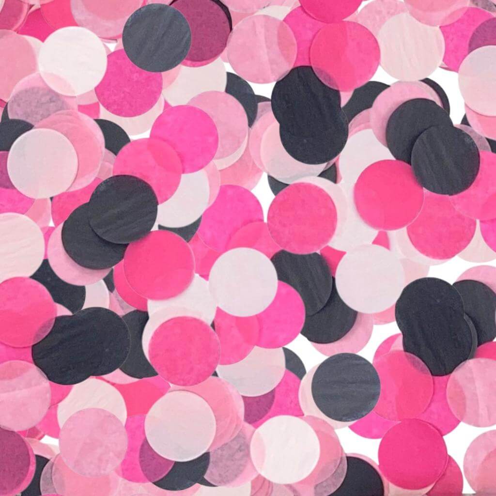 Midnight Flamingo pink black Round Paper Confetti Mix 20g