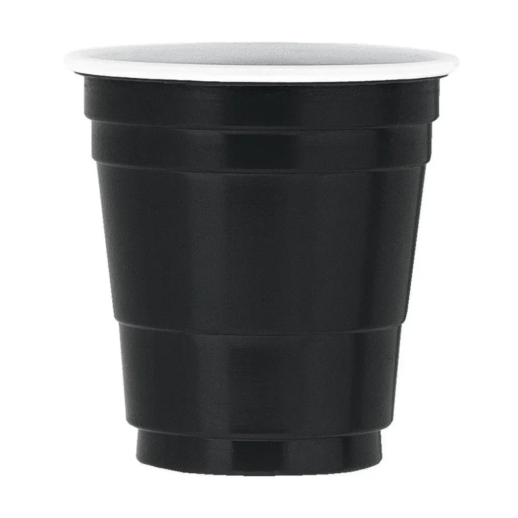 Pack of 20 black plastic shot glasses 59ml – reusable party drinkware