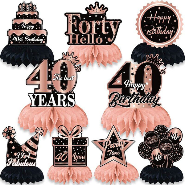 Black Rose Gold 40th Birthday Paper Honeycomb | Online Party Supplies