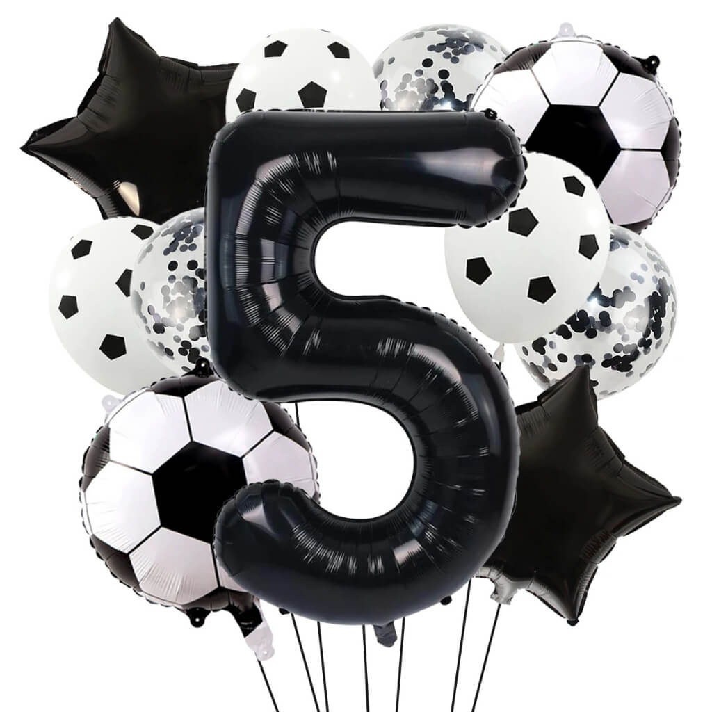 Sports birthday balloon bundle for soccer-themed celebrations age 5
