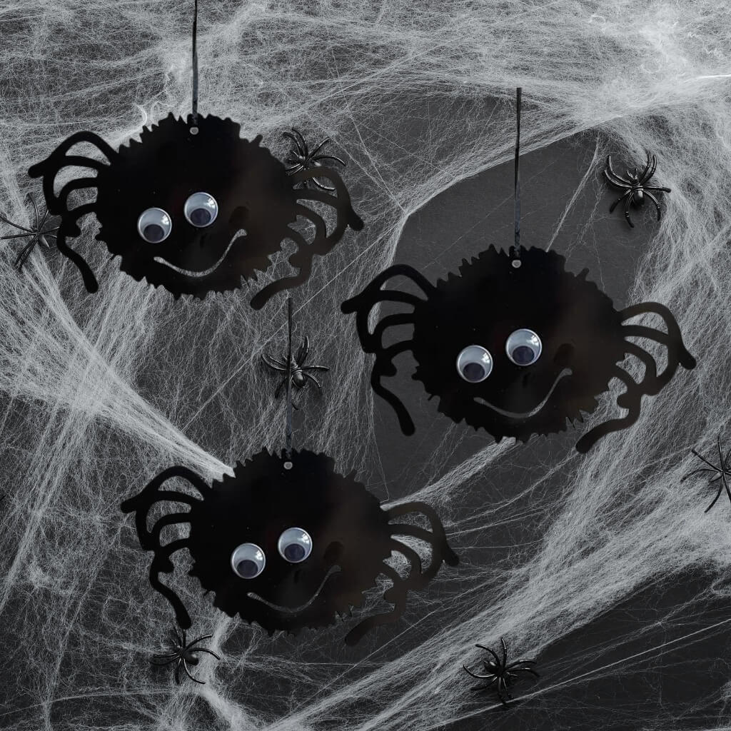 Cute Black Spider Hanging Decorations 3pk