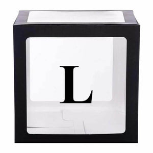 Black Balloon Cube Box with Letter L