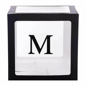 Black Balloon Cube Box with Letter M