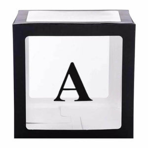 Black Balloon Cube Box with Letter A 