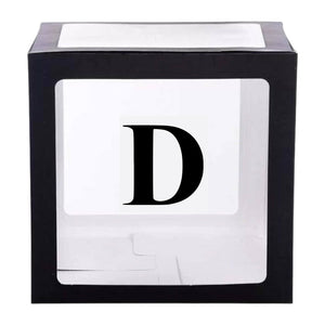 Black Balloon Cube Box with Letter D