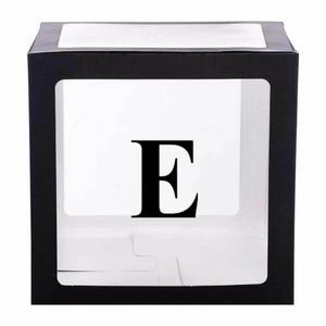 Black Balloon Cube Box with Letter E