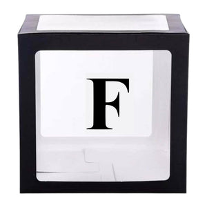 Black Balloon Cube Box with Letter F