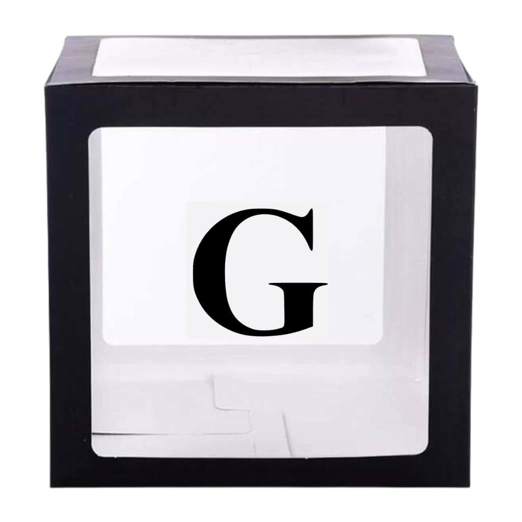 Black Balloon Cube Box with Letter G