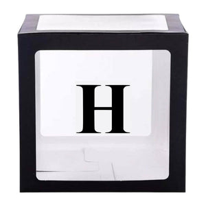 Black Balloon Cube Box with Letter H