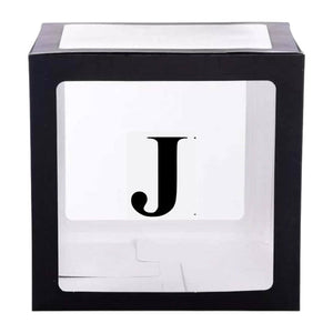 Black Balloon Cube Box with Letter J