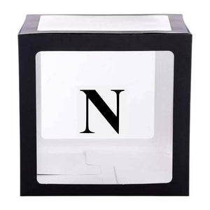 Black Balloon Cube Box with Letter N