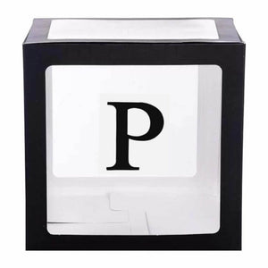 Black Balloon Cube Box with Letter P