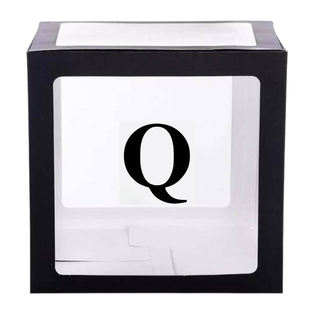 Black Balloon Cube Box with Letter Q