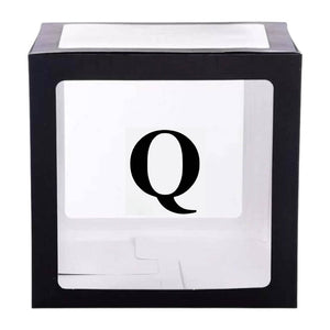 Black Balloon Cube Box with Letter Q