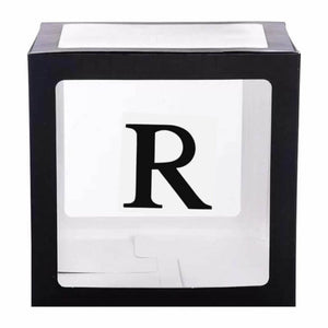 Black Balloon Cube Box with Letter R