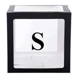 Black Balloon Cube Box with Letter S