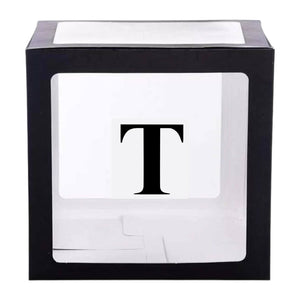 Black Balloon Cube Box with Letter T