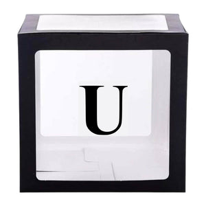 Black Balloon Cube Box with Letter U