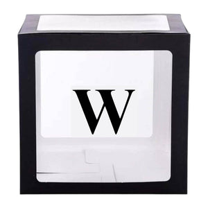 Black Balloon Cube Box with Letter W