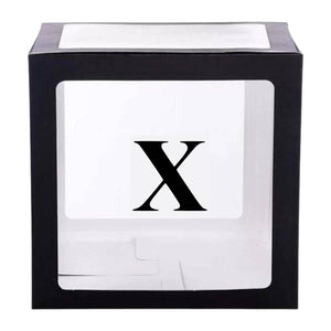 Black Balloon Cube Box with Letter X