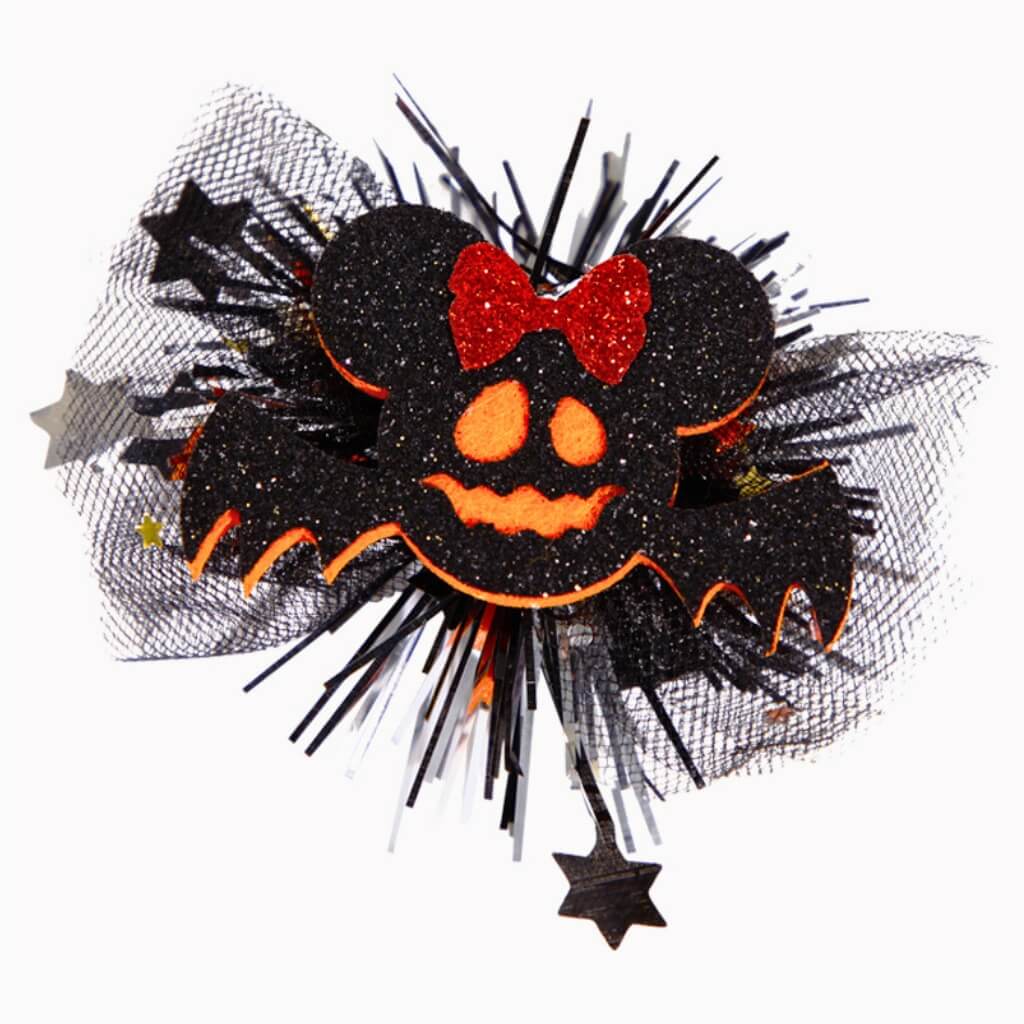 Black Glitter Creepy Vampire Bat Tinsel Hair Clip