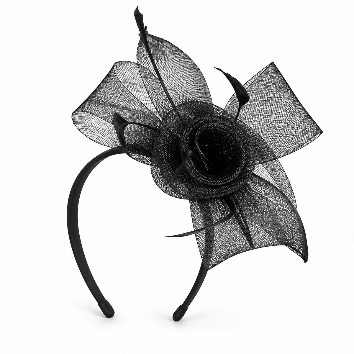 Tilly black flower fascinator headband