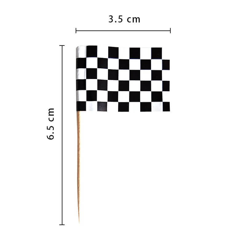 Black & White Checkered Flag Cupcake Picks 24 Pack