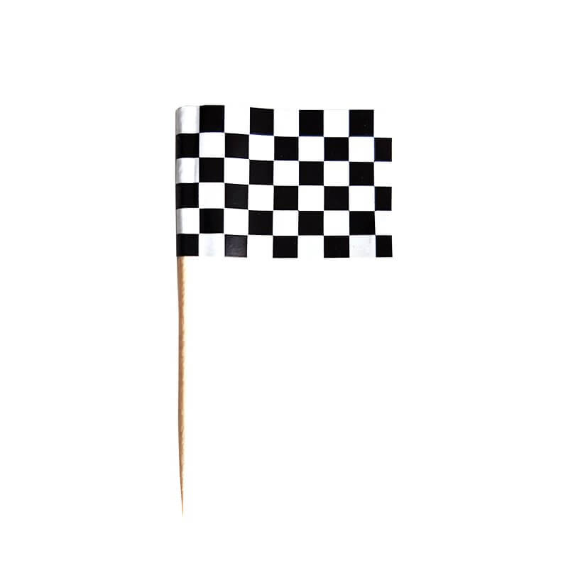 Black & White Checkered Flag Cupcake Picks 24 Pack