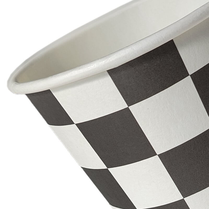 Black & White Checkered Paper Party Cups 266ml 8 Pack