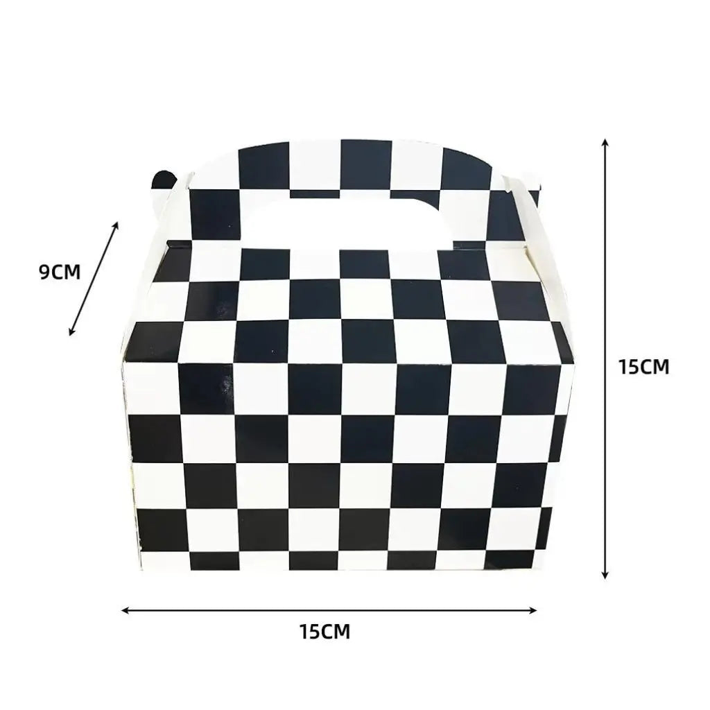 Black & White Checkered Gable Treat Boxes 6pk