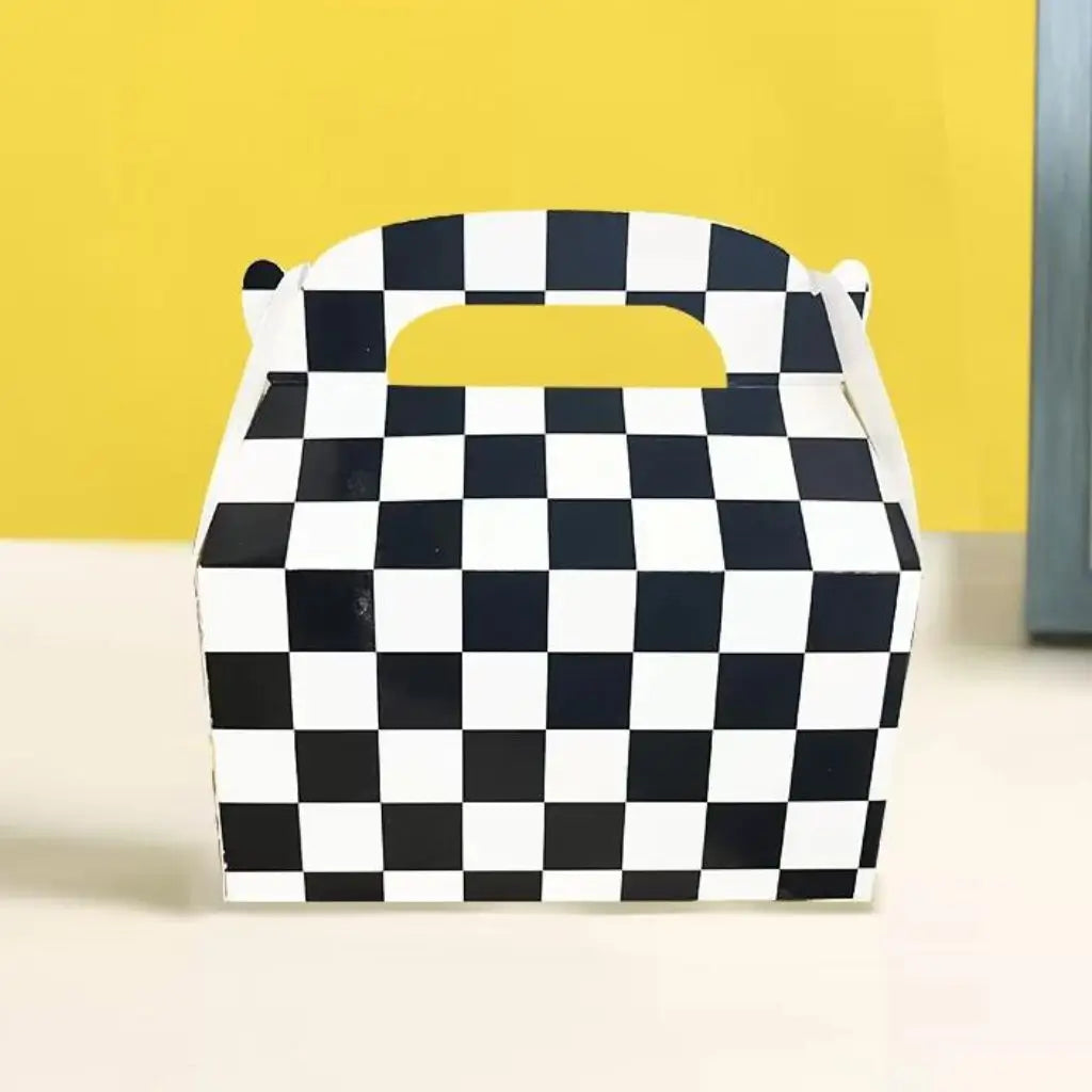 Black & White Checkered Gable Treat Boxes 6pk