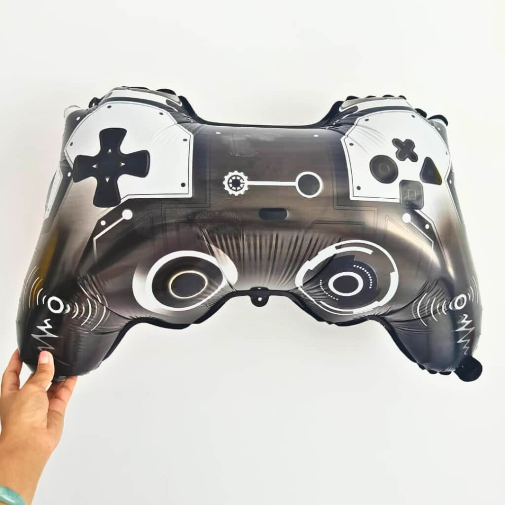 black and white video game controller foil balloon 73cm