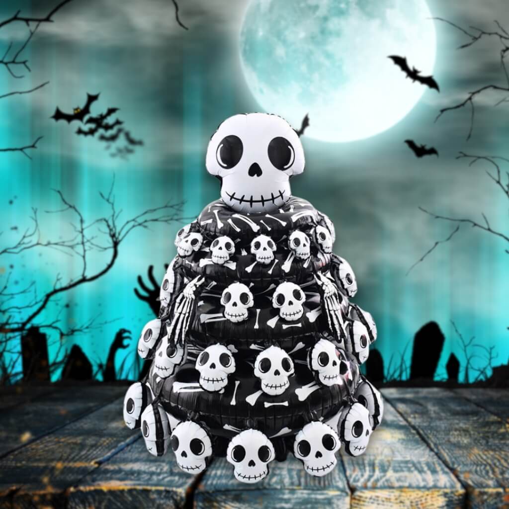 Jumbo 3D Standing Skull Pile Foil Balloon Halloween party decorations