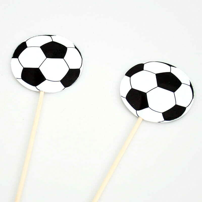 Football Party Soccer Ball Cupcake Picks 8 Pack