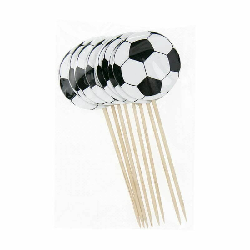 Football Party Soccer Ball Cupcake Picks 8 Pack