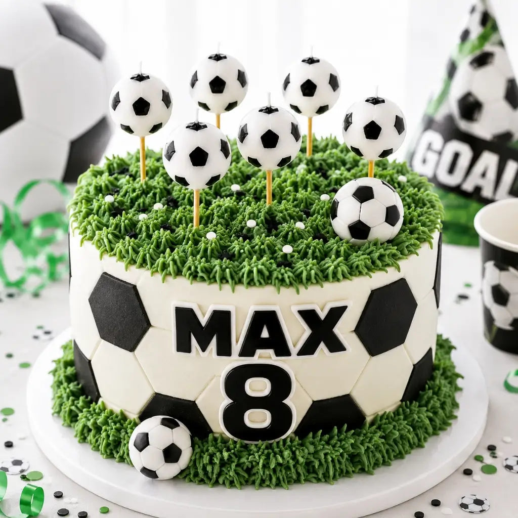 Soccer Ball Pick Candles 6pk