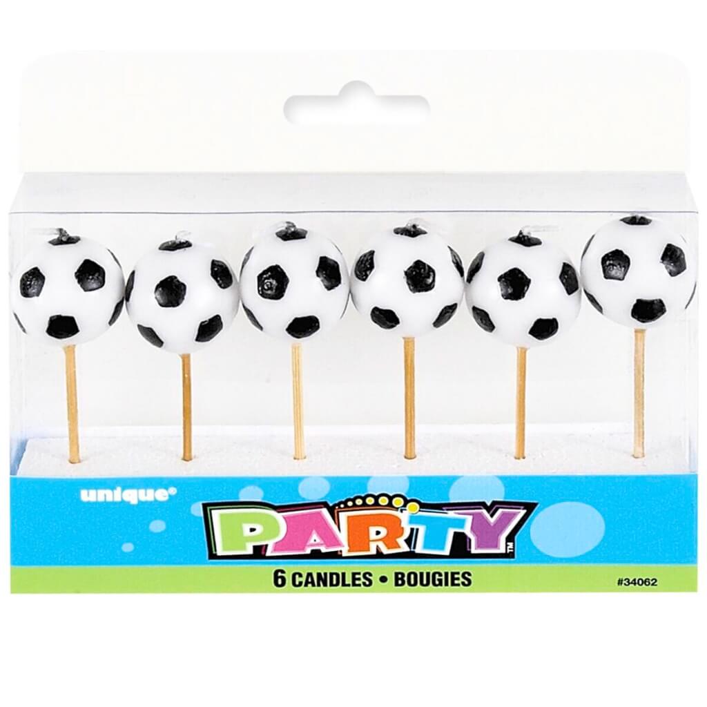 Soccer Ball Pick Candles 6pk