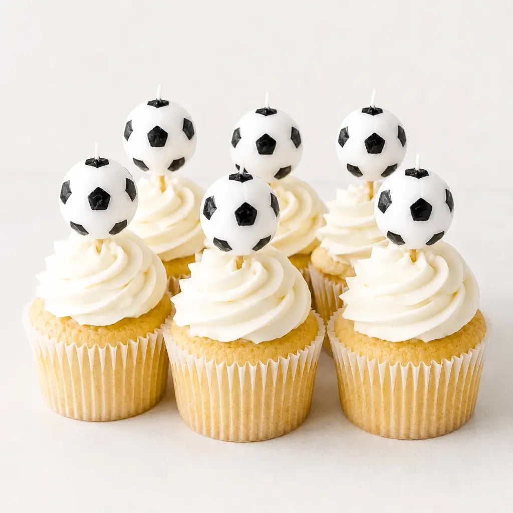 Soccer Ball Pick Candles 6pk