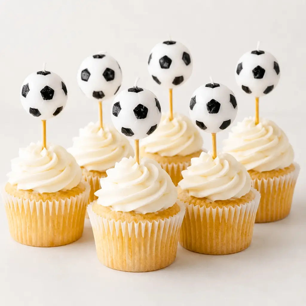 Soccer Ball Pick Candles 6pk
