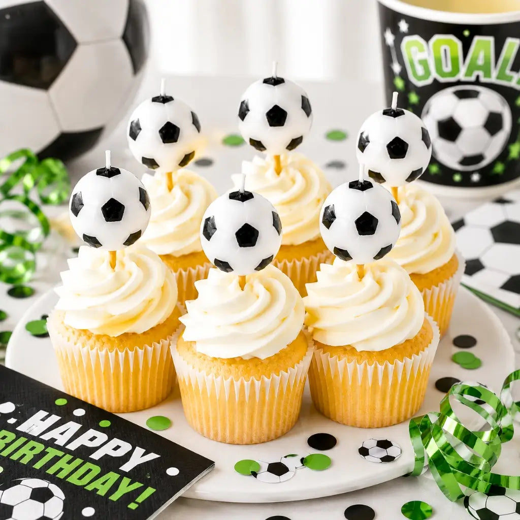 Soccer Ball Pick Candles 6pk