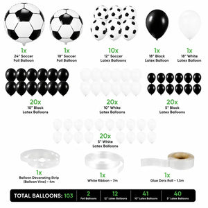 Black & White Soccer Party Balloon Garland Kit 97pk