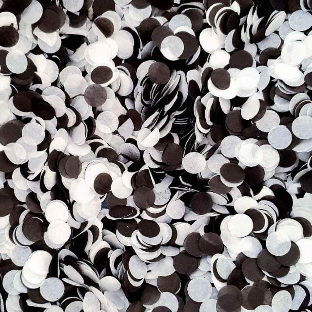 Black & White Round Tissue Paper Confetti Mix – 20g