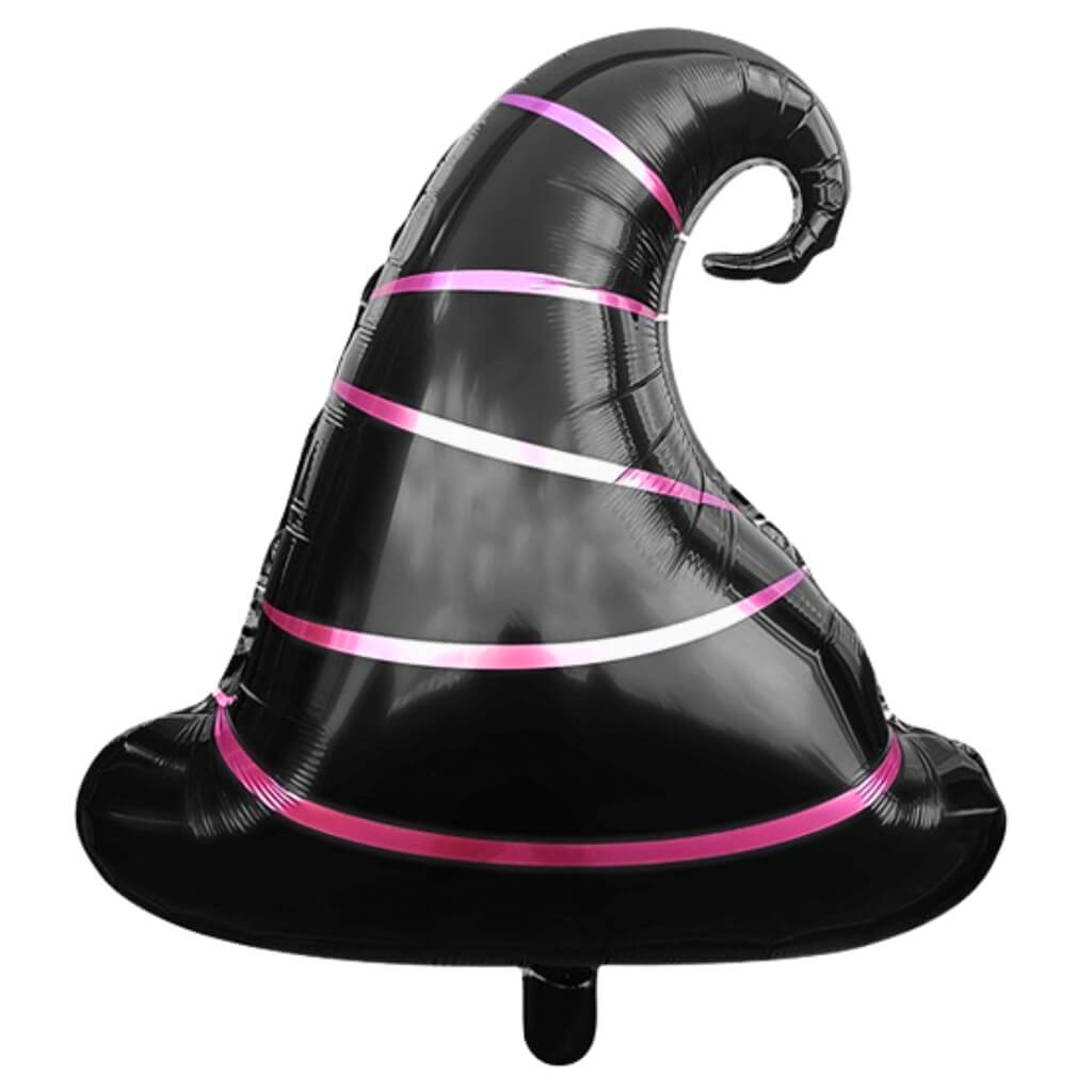 Black balloon with pink stripes on a white background