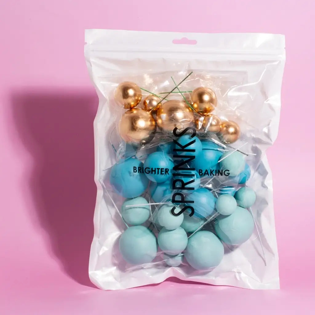 bold blue cake decoration balls set