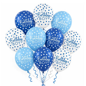 Blue Birthday Boy Latex Balloons 30cm 10pk