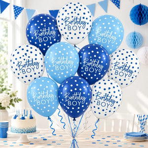 Blue Birthday Boy Latex Balloons 30cm 10pk