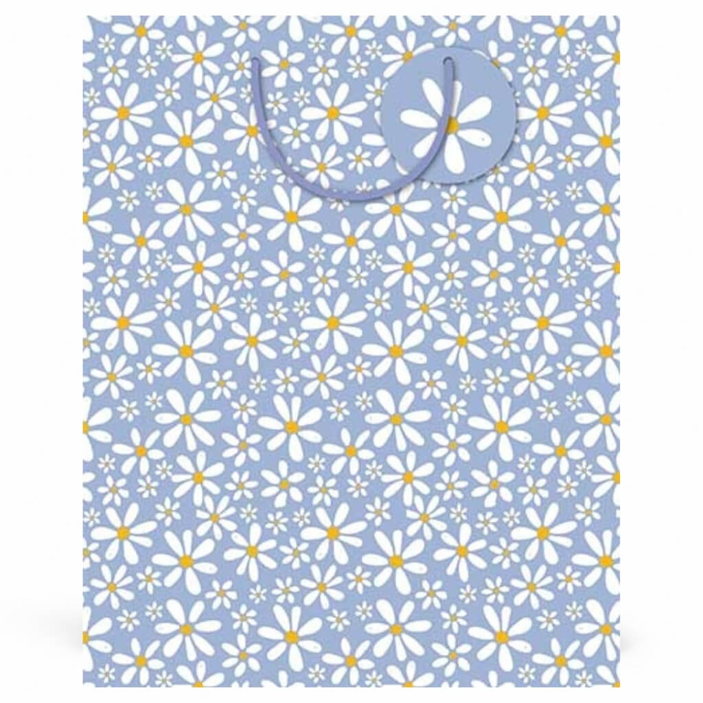Blue daisy large gift bag floral design